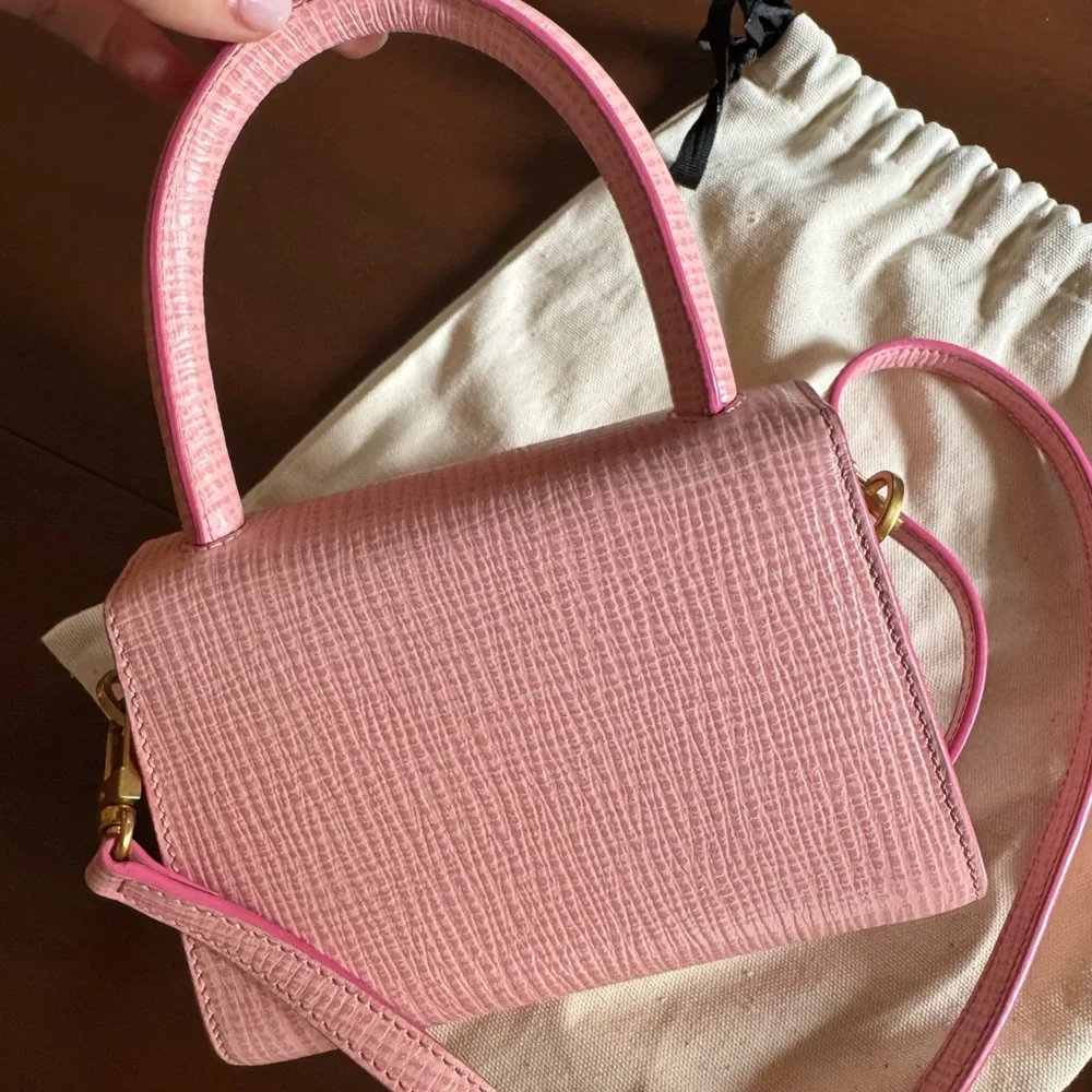 BY FAR Pink Mini Bag with Removable Crossbody Strap & Dustbag - Picture 4 of 5